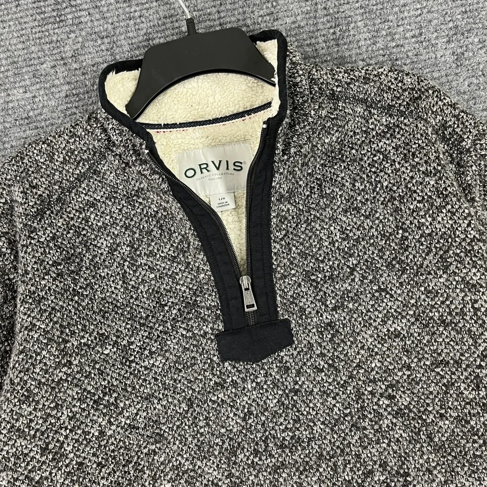 Orvis Classic Collection Quarter Zip Pullovers Sherpa Lined Fleece L Mens‎